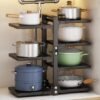 Unyqoos® Verstelbare Potten- en Pannenorganizer met Zeven Niveaus voor Optimale Keukenopslag