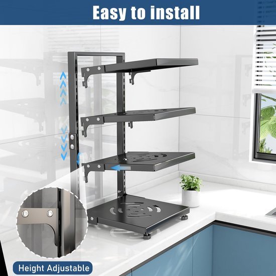 Unyqoos® Verstelbare Potten- en Pannenorganizer met Zeven Niveaus voor Optimale Keukenopslag