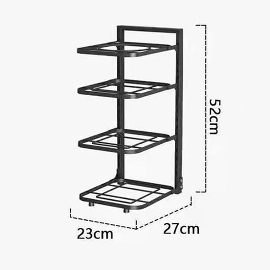 Unyqoos® Pannenorganizer met Vier Verdiepingen voor Optimaal Ruimtegebruik in Keuken en Kast