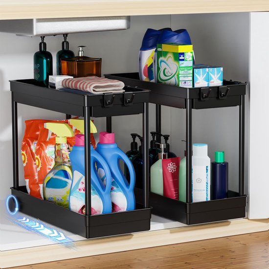 Unyqoos® Handige Opbergoplossing voor Onder de Wastafel met Stevige Roestvrijstalen Structuur