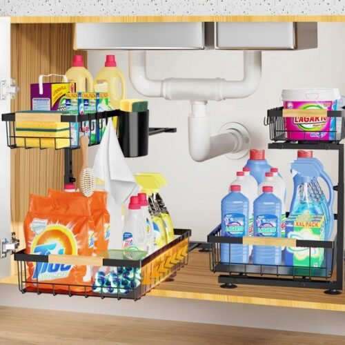 550x550-34844.jpg Unyqoos® Verstelbare Keukenkastorganizer met Uittrekbare Manden en Extra Opbergruimte voor Badkamer en Wastafel