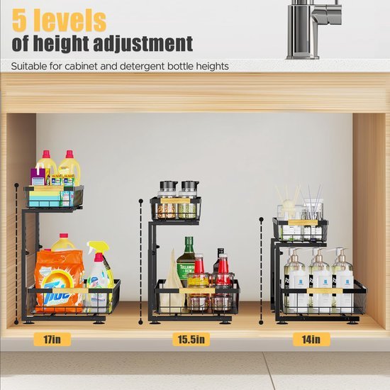 550x550-34849.jpg Unyqoos® Verstelbare Keukenkastorganizer met Uittrekbare Manden en Extra Opbergruimte voor Badkamer en Wastafel