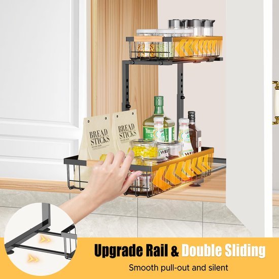 550x550-34850.jpg Unyqoos® Verstelbare Keukenkastorganizer met Uittrekbare Manden en Extra Opbergruimte voor Badkamer en Wastafel