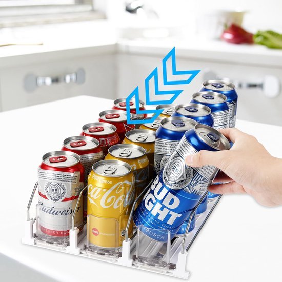 Unyqoos® Ruimtebesparende drankorganizer voor koelkast met automatische toevoer