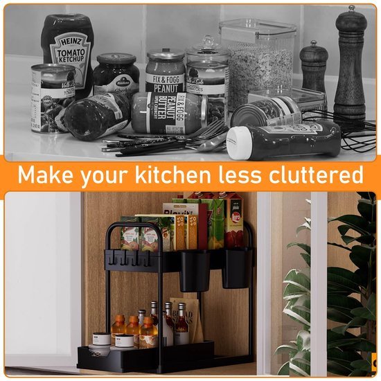 Unyqoos® Multifunctionele Keuken- en Badkamer Organizer met Uittrekbare Lades en Haken voor Optimaal Gebruiksgemak