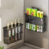 Unyqoos® Zelfklevende zwarte opbergmanden voor keuken en badkamer zonder boren