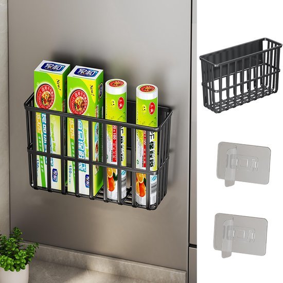 Unyqoos® Zelfklevende zwarte opbergmanden voor keuken en badkamer zonder boren