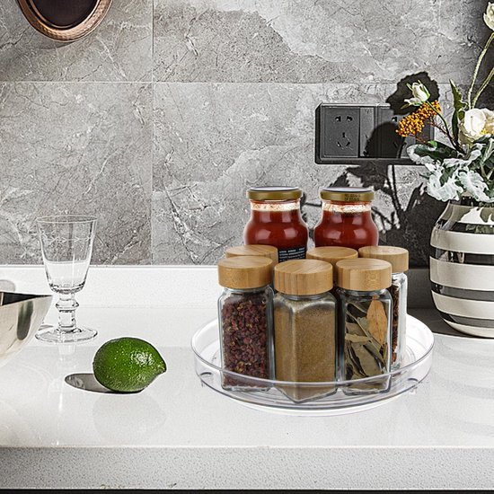Unyqoos® Transparant draaiplateau voor organisatie in koelkast en keuken 23,5 cm