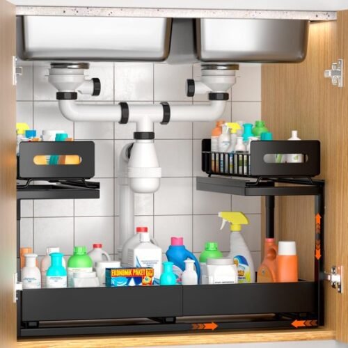 550x550-34970.jpg Unyqoos® Uittrekbare en in hoogte verstelbare kastorganizer voor keuken en badkamer