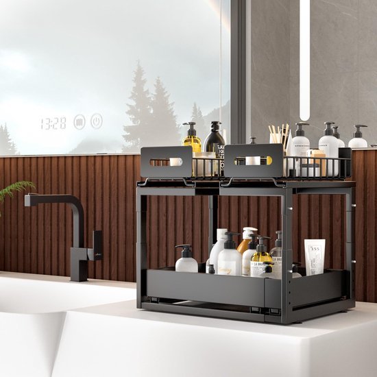 550x550-34973.jpg Unyqoos® Uittrekbare en in hoogte verstelbare kastorganizer voor keuken en badkamer