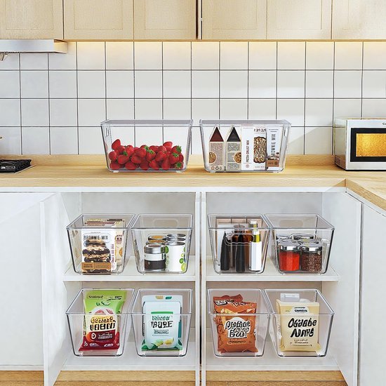 Unyqoos® Doorzichtige stapelbare opbergdozen voor koelkast en keuken, set van 4 stuks