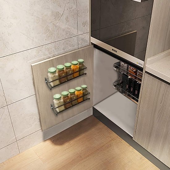 Unyqoos® Kruidenrek Muurmontage Set van 4 Met Zelfklevende Schroeven Voor Ruimtebesparing in Keuken