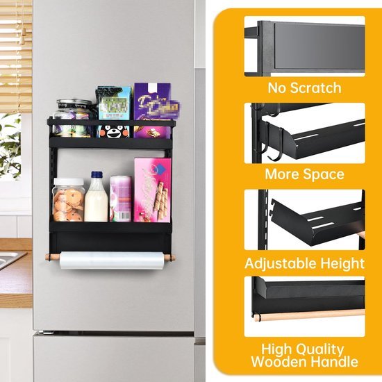 550x550-35101.jpg Unyqoos ® Multifunctioneel Magnetisch Keukenrek met Dubbele Opberglagen en Handdoekhouder