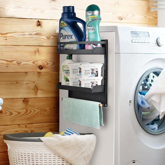 550x550-35104.jpg Unyqoos ® Multifunctioneel Magnetisch Keukenrek met Dubbele Opberglagen en Handdoekhouder