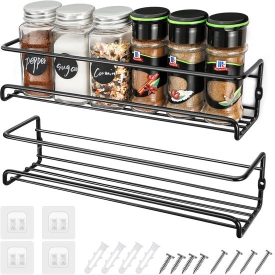 550x550-35112.jpg Unyqoos ® Ruimtebesparende Dubbele Kruidenrekset voor Muur of Kastdeur Zonder Boren