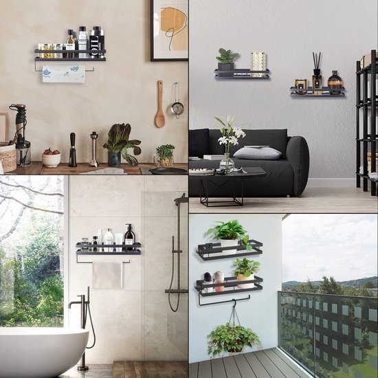 Unyqoos ® Kruidenrek Wandset met Keukenrolhouder en Afneembare Haken voor Keuken en Badkamer