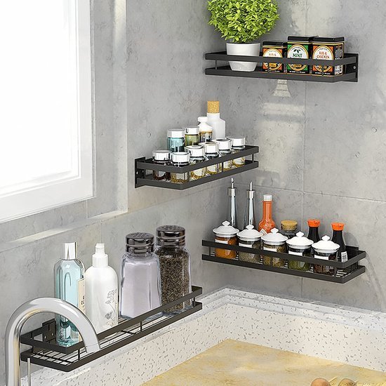 550x550-35133.jpg Unyqoos ® Stijlvol en Functioneel Muurrek voor Keuken en Badkamer, Set van 2, Zwart, Zonder Boren