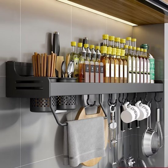 550x550-35159.jpg Unyqoos ® Kruidenorganizer Hangend Keukenrek met Haken en Bekers voor Efficiënte Opslag
