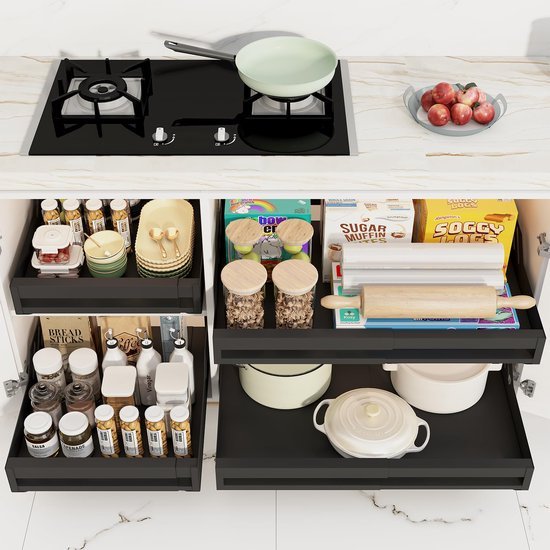 Unyqoos ® Verstelbare Telescopische Lade Organizer voor Efficiënte Kastindeling in Huis en Keuken