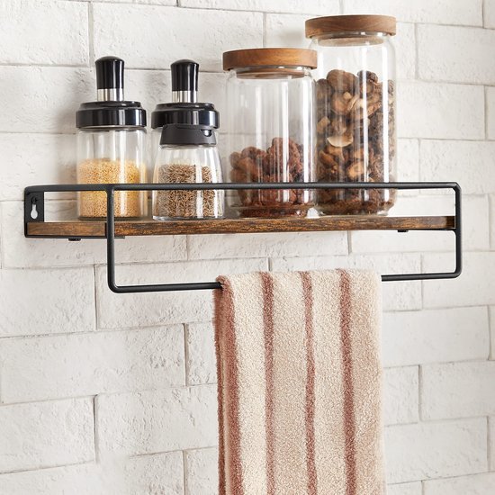 Unyqoos ® Stijlvolle Set van 2 Industriële Wandplanken met Opslag en Zijdenstang voor Diverse Kamers