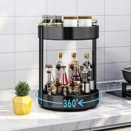 Unyqoos ® Draaibare Keuken Organisator met Dubbele Etages en 360 Graden Rotatie voor Optimale Opbergruimte