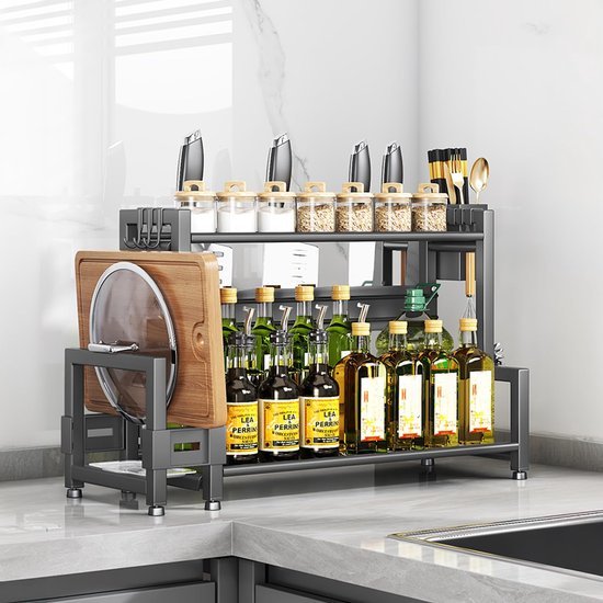 Unyqoos® Ruim en Praktisch Keukenrek met Snijplankhouder en Haken voor Kookgemak