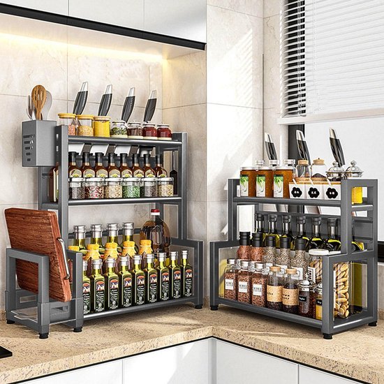 Unyqoos® Ruim en Praktisch Keukenrek met Snijplankhouder en Haken voor Kookgemak