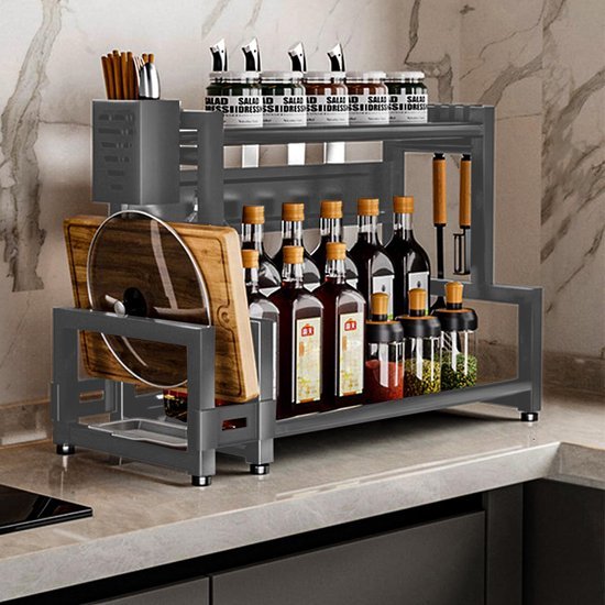 Unyqoos® Ruim en Praktisch Keukenrek met Snijplankhouder en Haken voor Kookgemak