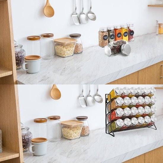 Unyqoos ® Kruidenrek Hangend en Staand voor Georganiseerde Keukenopslag zonder Kruidenpotjes