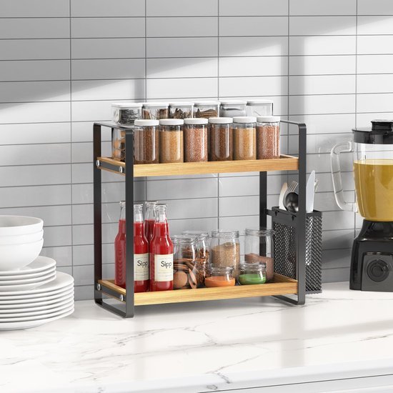 Unyqoos ® Elegante Houten Organizer voor Badkamer, Keuken en Kaptafel met Unieke Zijmand