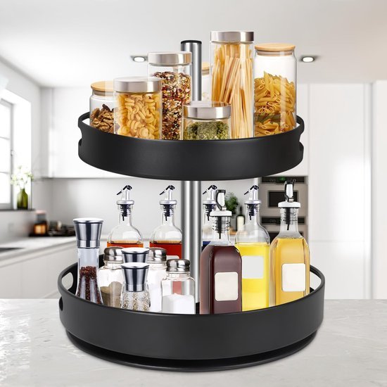 Unyqoos® Innovatieve 360 Graden Draaibare Kruiden- en Keukenorganizer met Dubbele Lagen voor Veelzijdig Gebruik