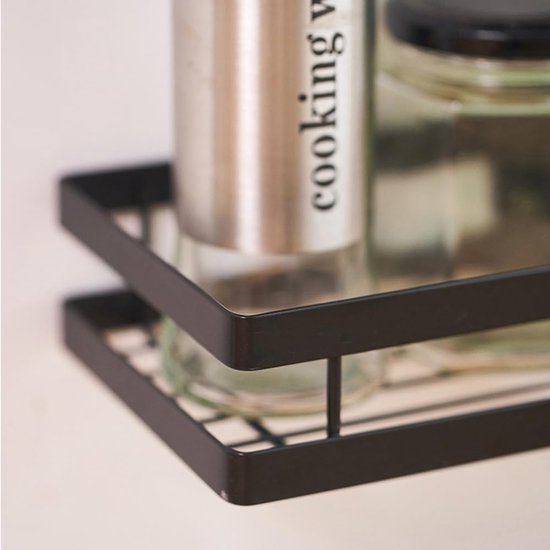 Unyqoos ® Kruidenrek Wandplank Zonder Boren Voor Keuken, Badkamer En Balkon, Mat Zwart, 20 cm