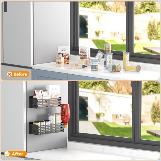 Unyqoos ® Magnetisch Keukenrek voor Kruiden met Verstelbaar Ontwerp en Haken voor Opbergruimte Optimalisatie