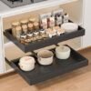 Unyqoos ® Verstelbare Telescopische Lade voor Keuken, Uittrekbaar Organizersysteem zonder Boren, Zwart, 32-53 cm Breedte