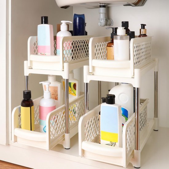 Unyqoos ® Uitbreidbare Organizerset voor Optimale Opbergruimte in Keuken en Badkamer