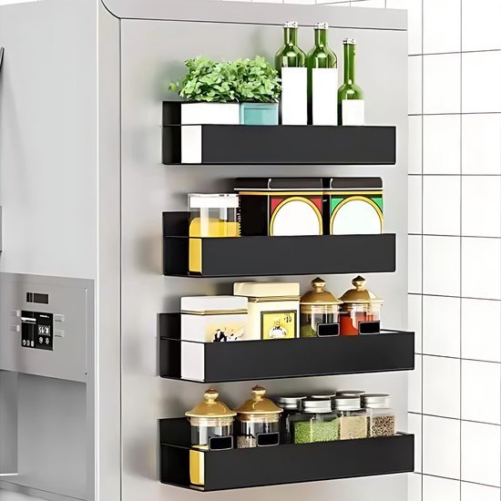 Unyqoos® Magnetische Keukenopbergoplossing met Vierdelig Kruidenrek voor IJzeren Oppervlakken