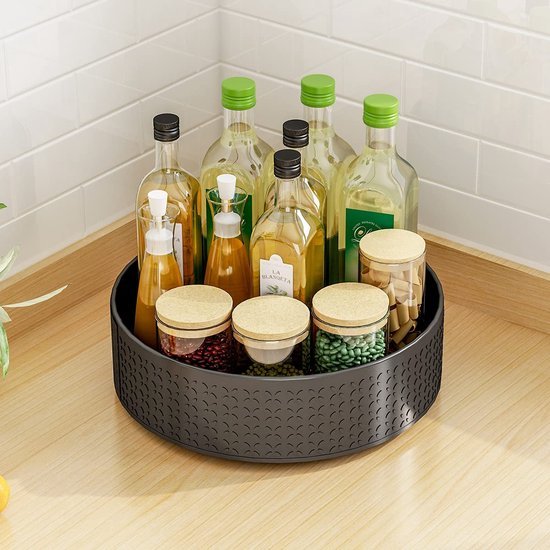 Unyqoos® Ruimtebesparend Draaiplateau Keukenorganizer voor Kruiden en Cosmetica van Koolstofstaal