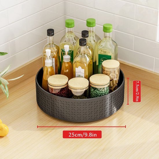 Unyqoos® Ruimtebesparend Draaiplateau Keukenorganizer voor Kruiden en Cosmetica van Koolstofstaal