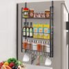 Unyqoos ® Multifunctioneel Hangend Keukenrek voor Koelkast met Drie Niveaus en 8 Haken