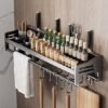 Unyqoos® Uitgebreide Muurbevestigde Kruidenorganizer voor Keuken en Badkamer met Flexibele Installatieopties