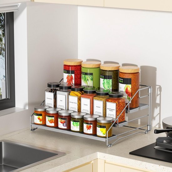 Unyqoos ® Kruidenrek met Vier Verstelbare Niveaus voor Optimale Keukenorganisatie