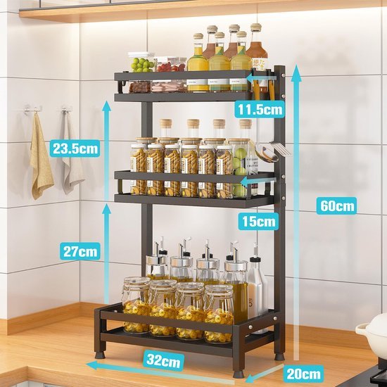 Unyqoos® Kruidenrek Met Meerdere Niveaus Voor Optimale Keukenorganisatie En Ruimtebesparing