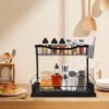 Unyqoos® Dubbel Laags Onderkast Organizer Met Uittrekbare L-Vorm Voor Keuken En Badkamer