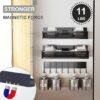 Unyqoos® Veelzijdige Magnetische Keuken- en Huishoud Organizer Set met 3 Planken en 8 Haken voor Efficiënte Opslag