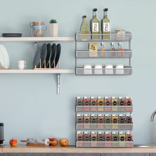 Unyqoos® Drievoudig kruidenrek voor keuken of badkamer met wandmontage optie