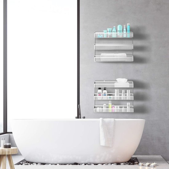 Unyqoos® Drievoudig kruidenrek voor keuken of badkamer met wandmontage optie