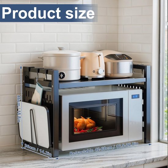 550x550-35720.jpg Unyqoos® Veelzijdig Uitbreidbaar Keukenrek met Haken en Snijplankhouder voor Optimale Organisatie