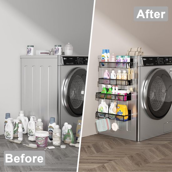 Unyqoos® Magneetisch Keuken- en Opbergorganizer voor Koelkast met Vierdelige Set en Haken