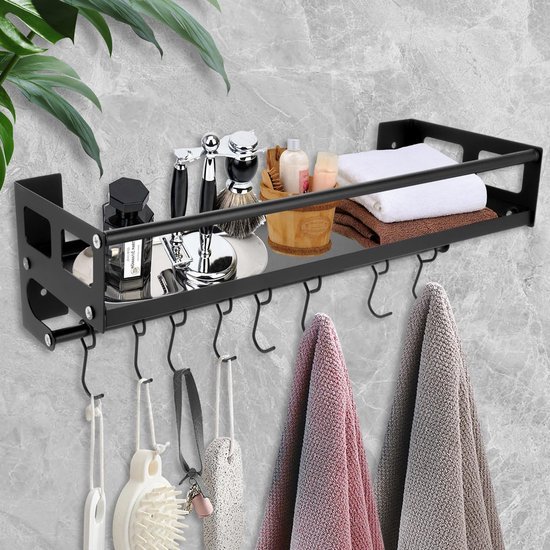 Unyqoos® Kruidenrek en Keukenorganizer zonder Boren met 8 Afneembare Haken voor Keuken en Badkamer