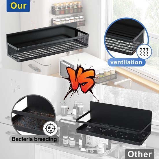 Unyqoos® Magnetisch Opbergsysteem voor Keukenkruiden en Accessoires met Haken